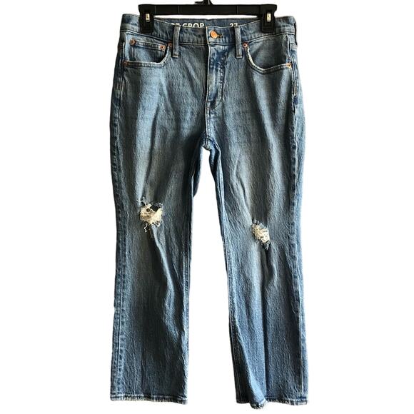 J.Crew Medium Wash Blue Mid Rise Demi Boot Crop Jeans Regular Size 27 - Picture 1 of 9